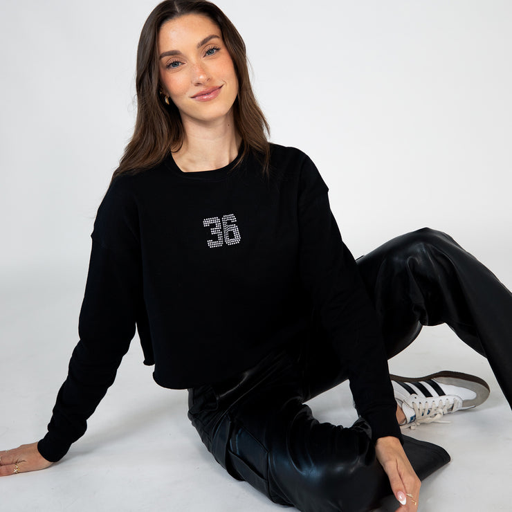 Shine On - Black Cropped Crewneck