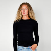 Long Sleeve Slim Fit Tee in Black